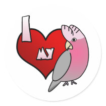 I Love my Rose Breasted Cockatoo Stickers