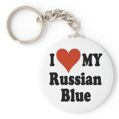 I Love My Russian Blue Cat Merchandise Keychain by janbalaya