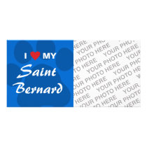I Love My Saint Bernard Pawprint Photo Card