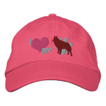 I Love my Schipperke Embroidered Hat (Brown) embroidered hats