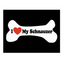 I Love My Schnauzer - Dog Bone Postcards