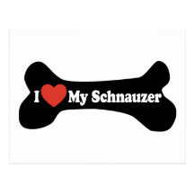 I Love My Schnauzer - Dog Bone Postcards