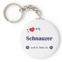 I Love My Schnauzer (Male Dog) keychains