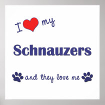 I Love My Schnauzers (Multiple Dogs) Poster