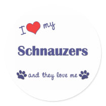 I Love My Schnauzers (Multiple Dogs) Stickers