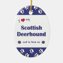 I Love My Scottish Deerhound (Male Dog) Ornament