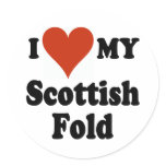 I Love My Scottish Fold Cat Merchandise Round Sticker