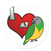 I Love my Senegal Parrot stickers by MenagerieMayhem I Love my Senegal Parrot stickers