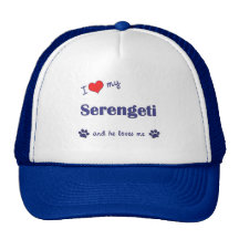 I Love My Serengeti (Male Cat) Mesh Hats
