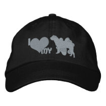 I Love my Shar Pei Monochrome embroidered hats