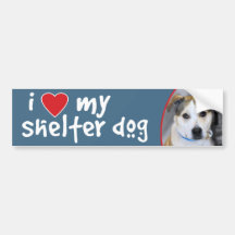 I Love My Shelter Dog Yellow Lab-Pitbull Bumper Sticker