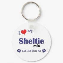 I Love My Sheltie Mix (Female Dog) keychains
