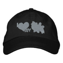 I Love my Sheltie Monochrome embroidered hats