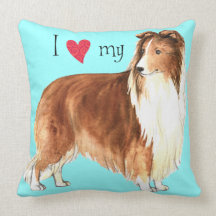 I Love my Sheltie Throw Pillows