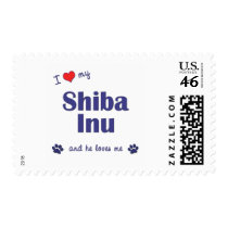 I Love My Shiba Inu (Male Dog) Postage