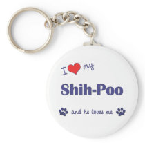 I Love My Shih-Poo (Male Dog) Keychain