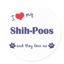 I Love My Shih-Poos (Multiple Dogs) stickers by dogadoodle I Love My Shih-Poos (Multiple Dogs) stickers