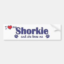 I Love My Shorkie (Female Dog) Bumper Sticker