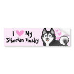 I Love My Siberian Husky / Alaskan Malamute Bumper Stickers