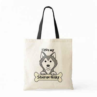 I Love My Siberian Husky bags