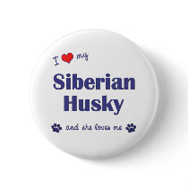 I Love My Siberian Husky (Female Dog) buttons by thatsalottadogs I Love My Siberian Husky (Female Dog) buttons
