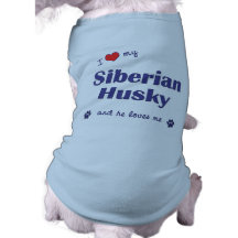 I Love My Siberian Husky (Male Dog) Doggie T Shirt