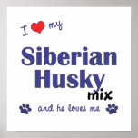I Love My Siberian Husky Mix (Male Dog) Poster