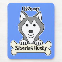 I Love My Siberian Husky Mousepads