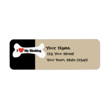 I Love My Sleddog - Dog Bone Custom Return Address Labels