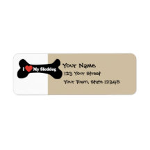 I Love My Sleddog - Dog Bone Return Address Labels