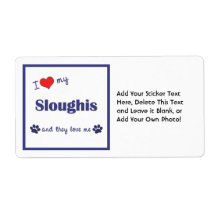 I Love My Sloughis (Multiple Dogs) Custom Shipping Labels