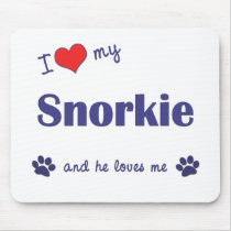I Love My Snorkie (Male Dog) mousepads by dogadoodle I Love My Snorkie (Male Dog) mousepads