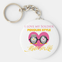 I Love My Soldier Penguin Style Key Chains