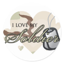 I love my Soldier Round Stickers