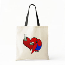 I Love my Solomon Island Eclectus (hen) Bag by MenagerieMayhem I Love my Solomon Island Eclectus (hen) Bag