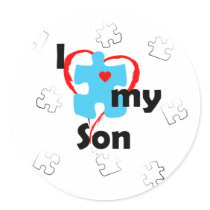I Love My Son  - Autism Round Stickers
