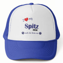 I Love My Spitz Mix (Female Dog) hats
