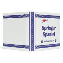 I Love My Springer Spaniel (Female Dog) 3 Ring Binders