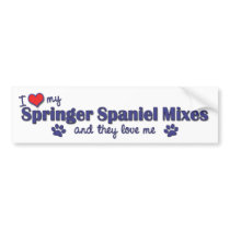 I Love My Springer Spaniel Mixes (Multiple Dogs) bumper stickers by muttybuddy I Love My Springer Spaniel Mixes (Multiple Dogs) bumper stickers