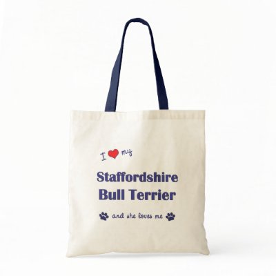 I Love My Staffordshire Bull Terrier (Female Dog) canvas bags