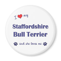 I Love My Staffordshire Bull Terrier (Female Dog) magnets