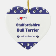 I Love My Staffordshire Bull Terrier (Female Dog) Christmas Tree Ornament