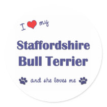 I Love My Staffordshire Bull Terrier (Female Dog) stickers