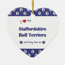 I Love My Staffordshire Bull Terriers (Multi Dogs) Christmas Tree Ornament