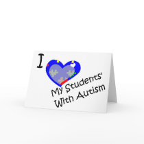 I love my students' with autism, blank inside cards