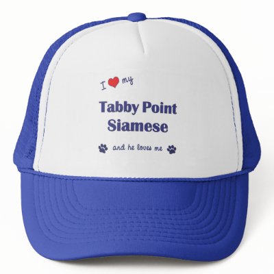 I Love My Tabby Point Siamese (Male Cat) Trucker Hats by customcatgifts