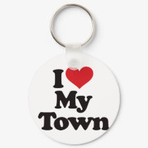 I Love My Town keychains