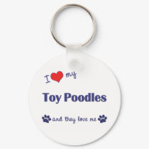 I Love My Toy Poodles (Multiple Dogs) keychains by thatsalottadogs I Love My Toy Poodles (Multiple Dogs) keychains