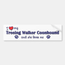 I Love My Treeing Walker Coonhound (Female Dog) Bumper Sticker