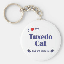 I Love My Tuxedo Cat (Female Cat) Keychains